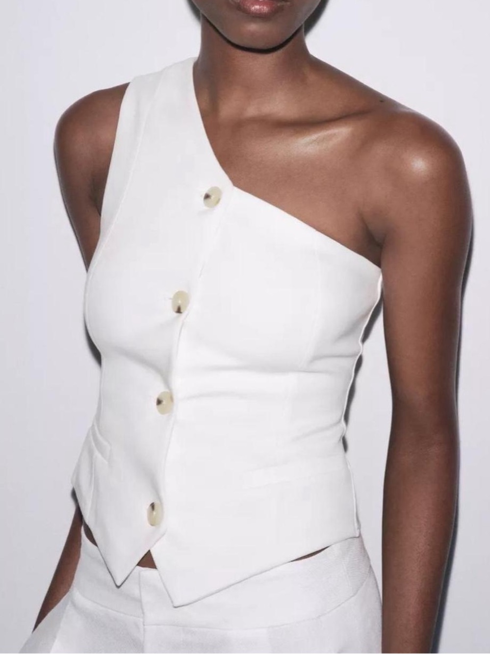 Zara ASYMMETRIC INTERLOCK VEST TOP